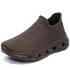 Zapatillas Cruzadas de Punto Volador con Punta Ancha para Pies Anchos, Empeine Alto, Transpirables, Casuales para Hombre, Fáciles de Poner, Negro y Blanco