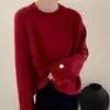 Suéter de Gola Redonda com Punho Dobrado Estilo Francês para Mulheres Outono/Inverno 2026 Macio e Aconchegante Estilo Preguiçoso Camada Interna Camada Base Malha Top