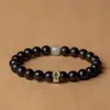 Pulseira de jacarandá com folha pequena signo do zodíaco nascimento buda prato jogando contas de buda wenwan feminina jade hetian pulseira masculina presente de aniversário