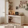 Escritorio de esquina con estantería y librero, mesa integrada para dormitorio, tocador, escritorio de escritura, escritorio de esquina para computadora, escritorio de estudio para estudiantes en casa