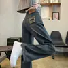Calças Femininas de Perna Larga Estreita Primavera e Outono 2024 Novas Cintura Alta Soltas Emagrecedoras Desgastadas Jeans de Perna Reta Explosivo