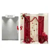Decoración de Banquete de Compromiso Estilo Coreano con Fondo de Carácter Doble Felicidad, Cortinas de Boda para Sala de Estar y Dormitorio, Bata de Baño, Sesión de Fotos, Flores Artificiales