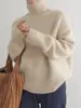 Suéter de Cuello Alto Transfronterizo Europeo y Americano para Mujer 2026 Otoño Invierno Holgado Versátil de Punto Pulóver Estilo Perezoso Capa Base Ropa Exterior para Mujer
