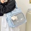 Bolsa Transparente com Alça de Ombro Cruzada Estilo Japonês Estilo Acadêmico Bolsa Menina Suave Grande Capacidade Bolsa de Ombro