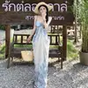 Vestido Longo Roxo Floral de Renda Estilo Férias com Alcinha Fina para Mulheres, Verão Sexy Costas Nu Bodycon, Incrível Atacado para Exportação