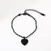 Moda Europea y Americana Simple Metal Corazón Acero Inoxidable Material en Blanco Láser Color Impreso Acero Inoxidable Cadena de Bolas Pulsera