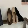 Sapatos Mary Jane Apontados Estilo Francês com Salto Cuña MS-8 para Mulheres, Novo Estilo Outono e Inverno 2025, Sapatos de Algodão Forrados com Lã