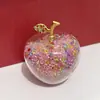 Adornos de Manzana de Cristal Nochebuena Navidad Artesanía de Cristal Colorida Regalos Souvenir Adornos Decoración para Mostrador de Teléfonos Móviles