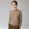 Suéter 100% cachemira pura para mujer, cuello semi-alto, jersey de manga larga, color liso, casual y versátil, prenda base de punto para otoño e invierno