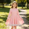 Venta al por mayor de fábrica 2026 otoño vestido infantil de manga larga línea A, casual TikTok, vestido suave Temu