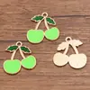 8 Estilos 2 Colores DIY Accesorios para Joyería de Aleación KC Oro Esmalte Goteo de Aceite Colgante Fruta Cereza Fresa Colgante Colgante