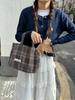 311021 Bolsa de Mão de Lã Multicolorida Estilo Retrô Simples Ins Bolsa Feminina 2023 Novo Estilo Outono e Inverno Bolsa Feminina