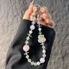 Cadena de Teléfono con Perlas de Cristal de Cereza para Niñas, Colgante Dulce de Perla para Teléfono, Accesorio Llavero para Bolso