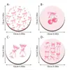 Porta-copos Transfronteiriços Doces e Curativos com Laço, Padrões de Cereja e Laço Rosa, Tapetes para Xícara de Chá com Atmosfera Feminina