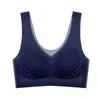 Roupa íntima feminina de seda gelada fina para o verão, sutiã de dormir sem marcações, ultrafino, confortável, com sustentação, sem aros de aço