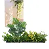 Combinación de paisajismo con plantas verdes artificiales, jardineras, maceteros, decoraciones de flores artificiales, decoración de paisaje con plantas artificiales para escaparates de centros comerciales, interior y exterior