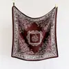 Lenço com padrão floral diagonal de seda, xale à prova de poeira com estampa de seda sintética, estiloso e versátil, lenço de cabeça e cachecol para mulheres