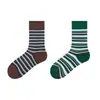 Nuevos Calcetines Rayados Miu Estilo Europeo, Calcetines de Media Pantorrilla Color Block Modernos Casual Adelgazantes y Rejuvenecedores, Calcetines de Algodón Holgados para Mujer
