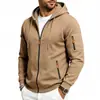 Jaqueta Moletom com Capuz e Zíper Masculina Europeia e Americana para Outono e Inverno, Casual, de Caimento Solto, na Moda e Versátil