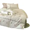 Ropa de cama fresca y delicada bordada 100% algodón, amigable con la piel y cálida, disponible en tamaños individual y matrimonial, tela de algodón puro cepillado, un juego de tres o cuatro piezas, con diseño de flor de jazmín