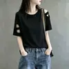 Camiseta Casual Coreana de Manga Curta Off-the-Shoulder para Mulheres Verão 2026 Tamanho Plus Size Meninas Cheinhas Solta Modeladora Cobertura de Defeitos Top Versátil