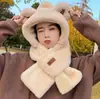 Novo Chapéu e Cachecol Estilo Coreano Tudo-em-Um Versátil de Inverno Fofo Chapéu de Pelúcia Quente e Espessado Anti-Congelamento Vento Chapéu de Inverno Atacado