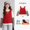 Pudding Haru Roupa de Outono Meninas Roupa Infantil Top Estiloso Outono 2026 Nova Roupa Infantil Estilo Coreano Casual Camiseta de Manga Longa