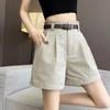 Shorts Finos Petite A-Line de Cintura Alta e Perna Larga Casuais com Elástico na Cintura Soltos e Retos para Mulheres Verão 2025