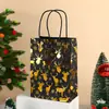 Bolsa de Presente de Natal de Luxo Leve, Bolsa de Papel Kraft Preta de Alta Qualidade e Versátil, Bolsa de Mão Criativa com Estampagem a Quente e Impressão Prateada