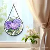 Adornos de vidrio de hortensia morada transfronterizos, decoraciones colgantes coloridas para el hogar, decoraciones de ventana y atrapasoles para jardín