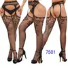 Medias de Malla Sexy Estilo Europeo y Americano Lencería Portaligas Medias Body Tentador con Calados y Abertura