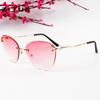 Nuevas Gafas de Sol Ojo de Gato sin Montura Transfronterizas Europeas y Americanas Moda Degradada Océano Gafas de Sol Gafas de Sol Decorativas Personalizadas