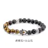 Amazon Piedra Esmerilada Blanco Turquesa Ojo de Tigre Piedra Volcánica Malaquita Pulsera de Cuentas Redondas de Colores Joyería Transfronteriza Venta al por Mayor
