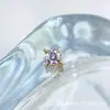 Brincos de Pino Redondos de Zircônia em Formato de Estrela de Liga de Titânio Astmf-13 Studs de Lábio de Zircônia com Rosca Interna de Titânio G23 Joias para Piercing