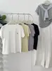 Oferta especial~ Camiseta de manga corta de algodón Tencel bordada en 3D de Caballo Azul para mujer, corte holgado, top de cuello redondo, camiseta de capa interior