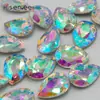 Venda Quente Transfronteiriça Diamantes Coloridos em Forma de Gota d'Água, Diamantes de Vidro Transparente, Diamantes de Formato Especial, Gemas para Manicure Banhadas a Prata com Fundo Pontiagudo