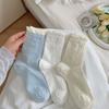 Calcetines de Mujer Estilo Bailarina con Lazo Calcetines de Primavera y Verano Calcetines de Tubo Medio Calados Finos para Mujer Calcetines Apilados de Encaje con Boca de Burbuja Estilo Japonés