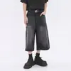Pantalones Capri de Mezclilla Rectos Negros para Mujer, Nuevo Estilo de Verano, Tallas Grandes, Favorecedores para Figuras de Pera, Pantalones Sueltos de Pierna Ancha