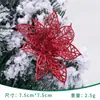 Flores de Natal Vazadas com Pó Dourado, Decorações de Guirlanda de Árvore de Natal, Suprimentos de Natal, Enfeites Pendurados para Atmosfera de Natal, Decorações de Flores Artificiais