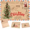 Cartão de Boas-Vindas de Natal em Couro Retrô Cartão de Presente de Natal Cartão Dobrável de Desenho Animado Fofo Cartão de Mensagem de Bênção com Envelope