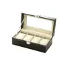 Caja de almacenamiento de cuero para relojes con claraboya de cristal, caja de colección de relojes para 2 o 12 relojes mecánicos, joyero de gran capacidad