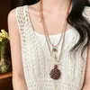Collar Tejido Estilo Bohemio Étnico Corazón de Amor Luna para Mujer, Diseño Largo Vintage con Colgante Único