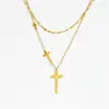 Acero de Titanio Cadena de Doble Capa Cruzada Cadena para Clavícula de Mujer Joyería de Acero de Titanio Retención de Color al Vacío Joyería de Acero Inoxidable