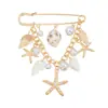 Joyería Transfronteriza Europea y Americana Verano Caracola Estrella de Mar Punto Diamante Perla Broche Ropa Femenina Funcional Género Pin Accesorios