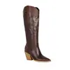 Botas femininas Martin confortáveis e versáteis para outono e inverno, botas femininas de cano alto com bico fino para comércio exterior, botas de couro de salto alto sem cadarço de cor sólida para comércio exterior, tamanho grande
