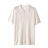 Fina Primavera e Verão Amoreira Seda Manga Curta Base Masculina Negócios Casual Gola POLO Lã Penteada Malha Meia Manga Camiseta