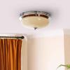 Lámpara de techo de dormitorio de estilo antiguo medio, estilo crema francés, lámpara retro para dormitorio principal, nueva lámpara de estudio de vidrio con forma de tarta de huevo.