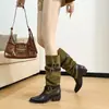 Botas de Plataforma para Mujer que Aumentan la Altura Otoño/Invierno 2026 Botas de Caballero con Hebilla de Gamuza para Mujeres Bajitas, Botas de Caña Alta Adelgazantes