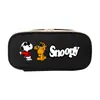 Estojo de Lápis Snoopy Preto e Branco Impressão de Nova Animação Envolvendo Homens e Mulheres Estudantes Lona Grande Capacidade Bolsa para Material Escolar