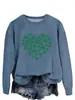 Moda Europea y Americana Cuello Redondo Estampado de Trébol y Corazón Sudadera Casual para Mujer Exportación a Ebay Top Versátil y Elegante para Mujer